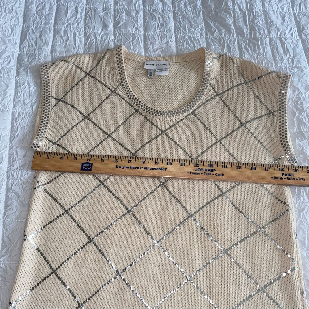 St John Embellished Round Neck Sequin Neckline Knit Tunic Top‎ Size Large - Picture 10 of 16